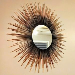 35" Sunburst Mirror Ombre COPPER & BLACK Decorative Wall Mirror